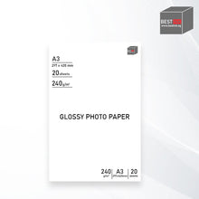 Load image into Gallery viewer, Bestink High Quality Inkjet Photo Paper A3 297x420mm Glossy Photo Paper 240gsm 20 sheets