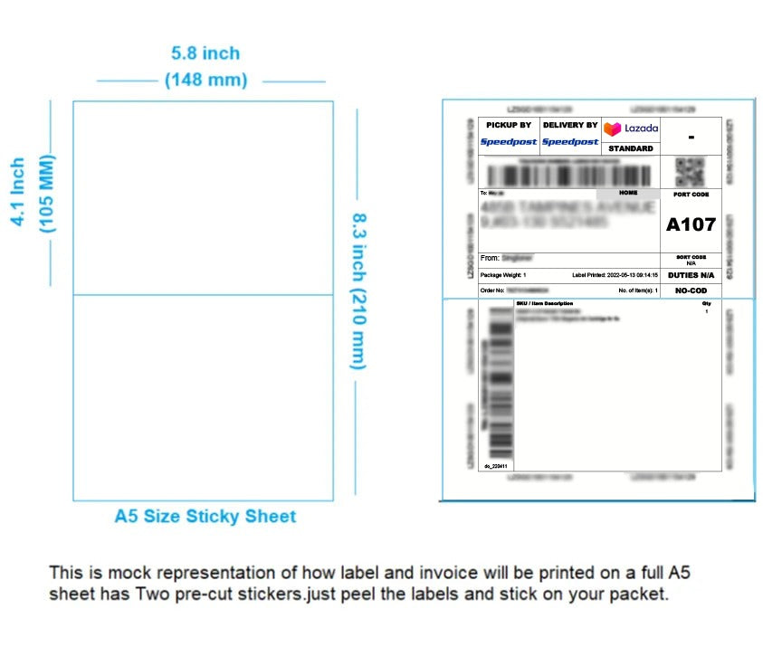 Bestink A5 High Quality Sticker Paper for Waybill Printing 50pcs 100pcs